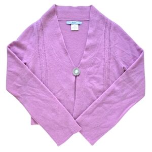 Marciano 100% Cashmere Cardigan Pink Purple V-Neck Rhinestone Button Medium
